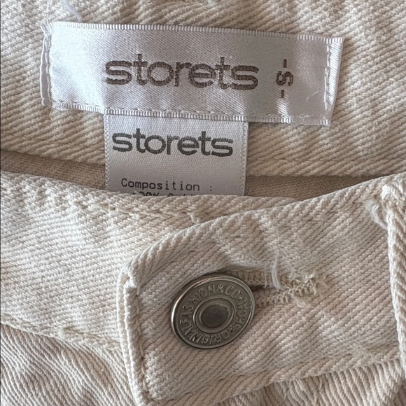 Storets ivory color jeans straight leg pants 7/8 length 100% Cotton! - Picture 5 of 6